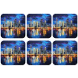 Skyline Toronto - Modern - Stadslicht - Blauw onderzetter kurk middel -zkaufland3dotto