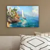 Zeilboot - Rotsen - Kust - Huizen canvas 2cm klein -sfeer3