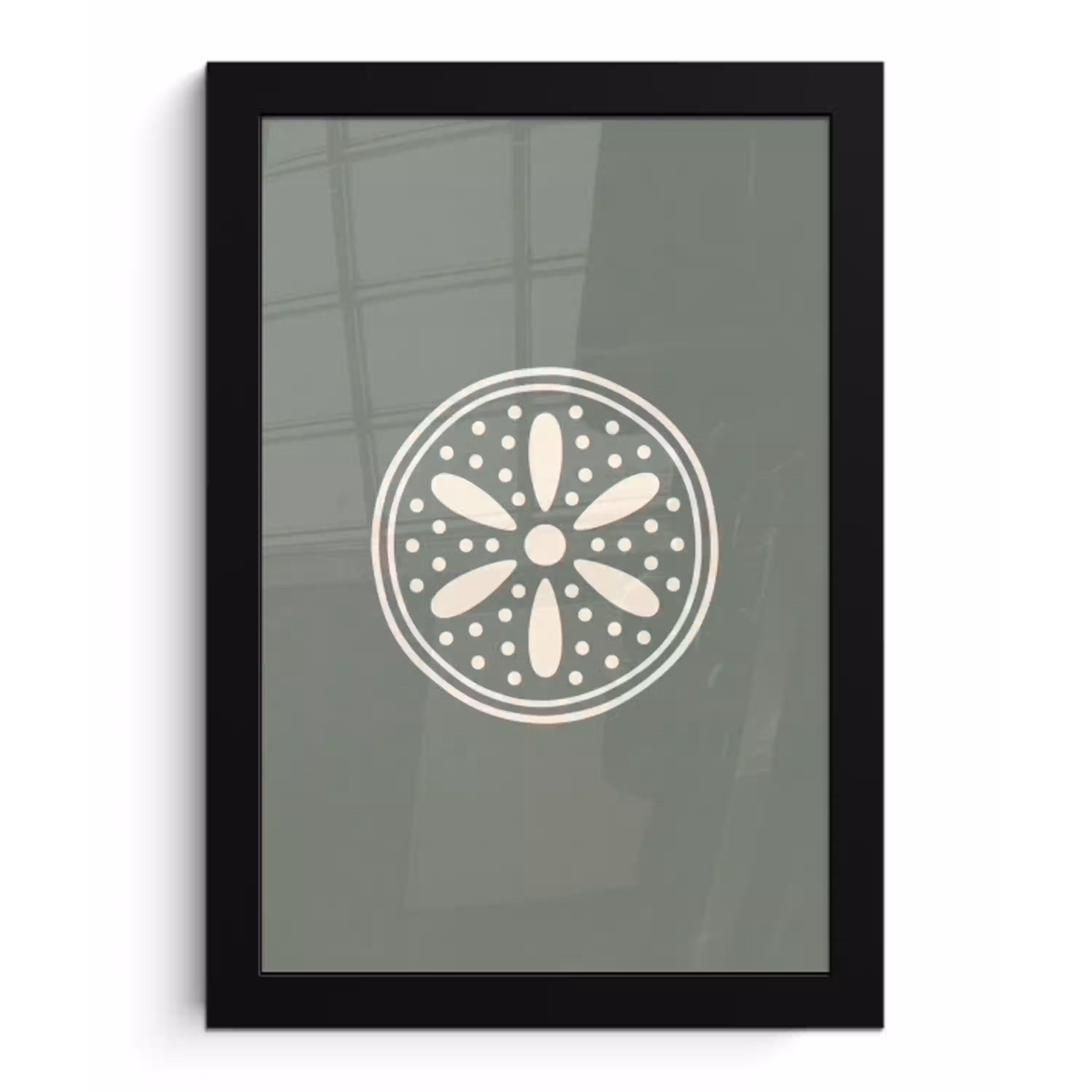Patroon - Cirkel - Abstract - Groen - Decoratie fotolijst zwart zonder passe partout klein -3d