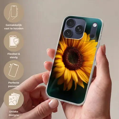 Geel - Zonnebloem - Zomers Telefoonhoesje iPhone 17 Pro klein -sfeer3_NL