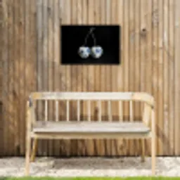 Kersen - Delfts blauw - Fruit Tuinposter op houten frame 2 cm dik klein -sfeer4
