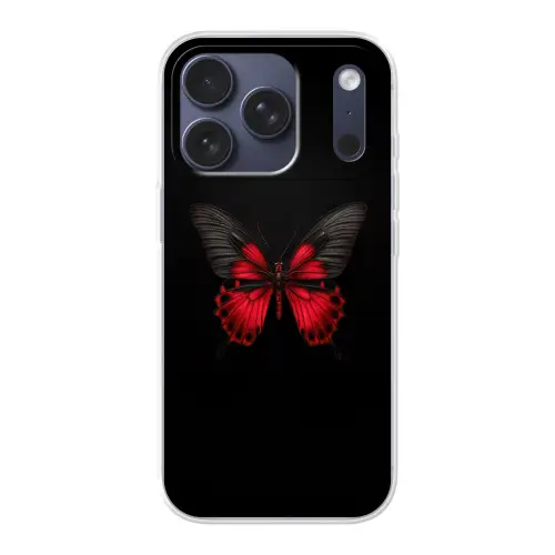 Vlinder - Rood - Contrast Telefoonhoesje iPhone 17 Pro klein -3d
