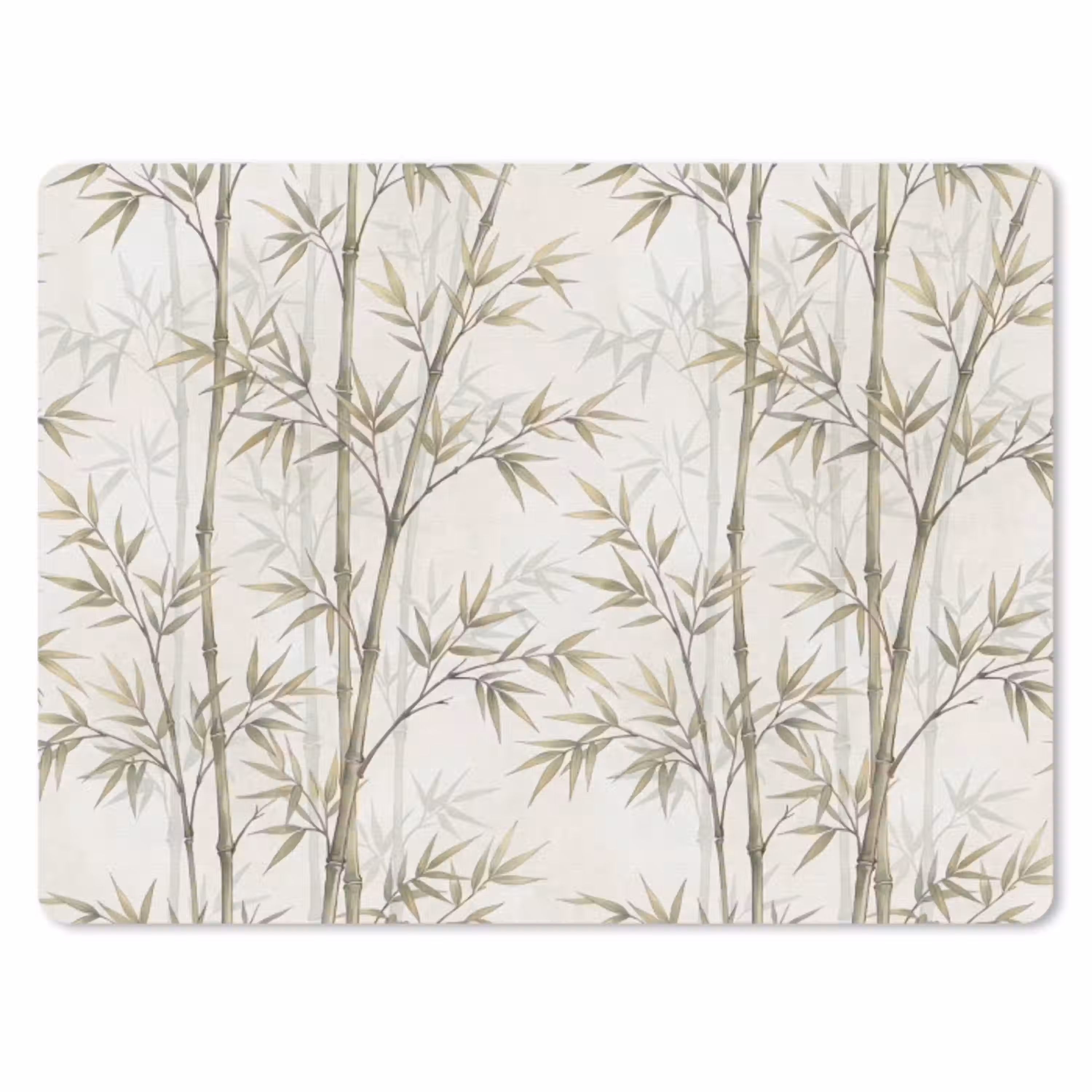 Bamboe - Bladeren - Natuur - Aquarel - Groen muismat rubber klein -3d