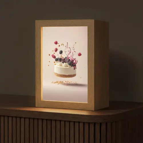 Cheesecake - Eten - Roze - Taart Light Box met kabel (Tafellamp) klein -z3d_website