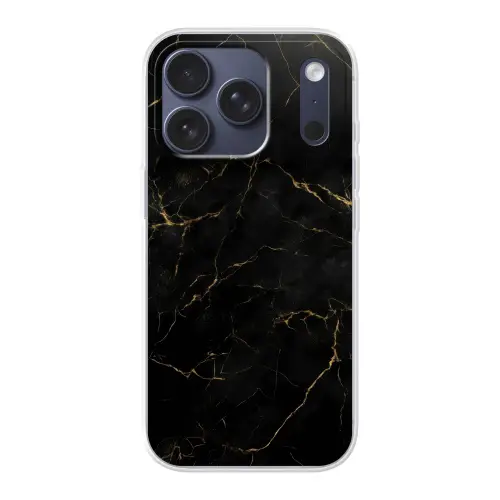 Zwart marmer - Gouden aders - Klassiek Telefoonhoesje iPhone 17 Pro klein -3d