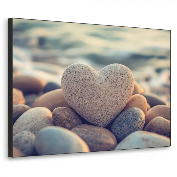 Hart - Stenen - Natuur - Keien - Zen - Kiezelstenen Textielframe zwart klein -3d