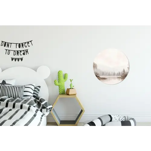 Rivierlandschap - Minimalistisch - Aardetinten Wandcirkel aluminium klein -kinderkamer