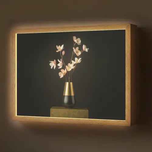 Sierlijk - Boeket - Goud - Vaas Light Box met batterij (Wandlamp) middel -z3d_website