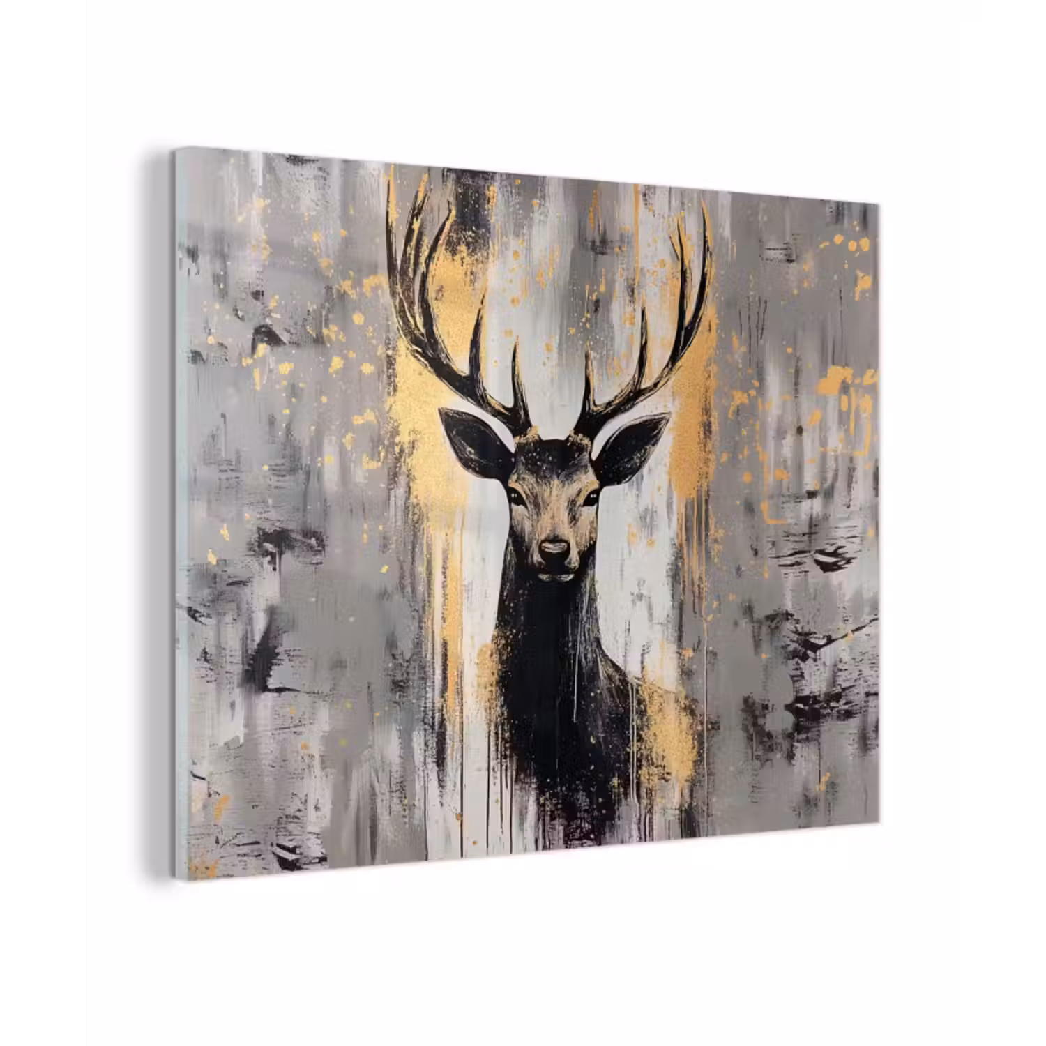 Glas schilderij - Abstract - Hert - Gewei - Goud
