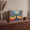Boom - Kleurrijk - Bloemen - Kunst - Abstract Light Box met batterij (Wandlamp) middel -sfeer2