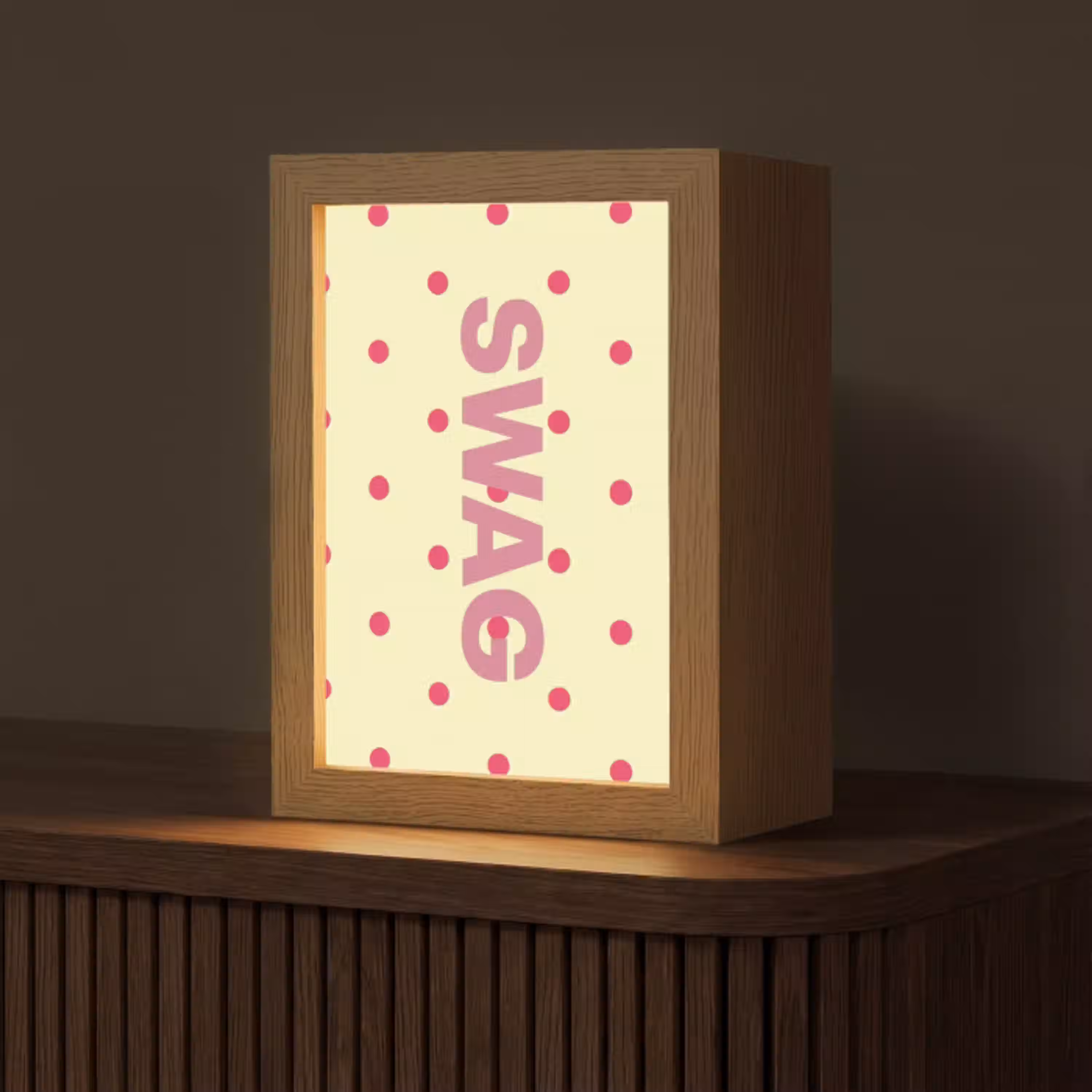 Swag - Roze - Stippen - Geel Light Box met kabel (Tafellamp) klein -z3d_website