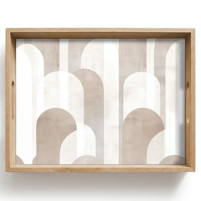 Abstracte bogen - Modern - Beige Dienblad Rechthoek middel -z3d_shopping
