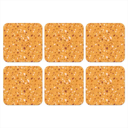 Terrazzo -  Patroon - Okergeel onderzetter kurk middel 366 -3d