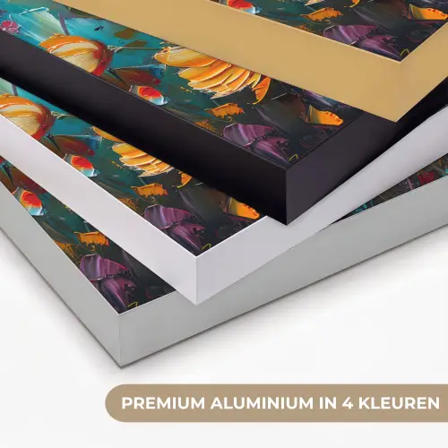 Bloemen - Verf - Kunst - Modern Textielframe zwart klein -USP_kleurenNL