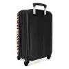 Patroon van bladeren in beige met rood NBS - Handbagage koffer - Kinderen Unisex middel -achterkant