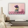 Stoel - Vaas - Bloemen - Geblokt canvas 2cm klein -sfeer6