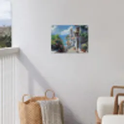 Huizen - Zee - Bomen - Bloemen tuinposter los doek klein -sfeer8