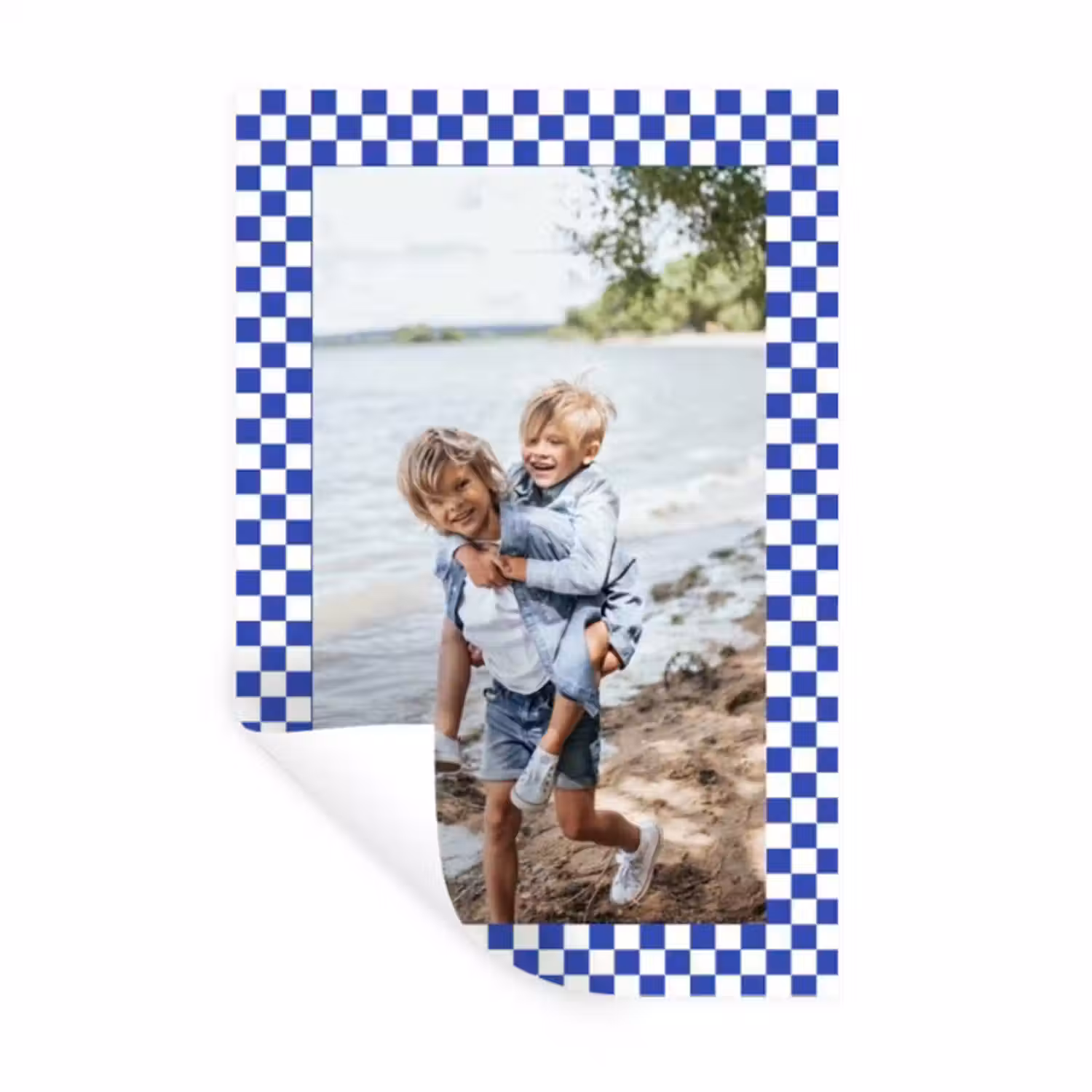 Gepersonaliseerde muursticker - Geruite border