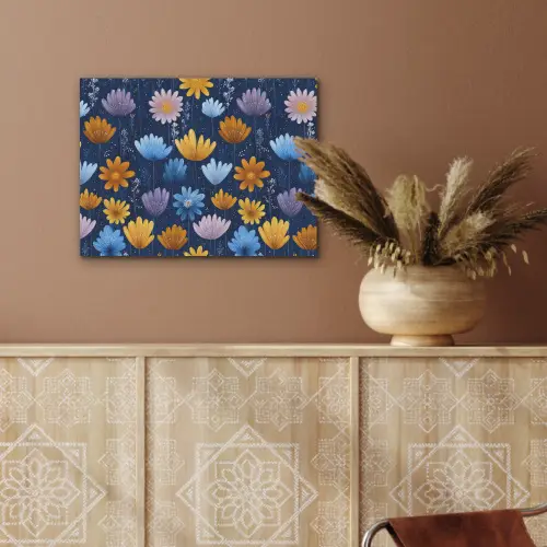 Bloemen - Patroon - Blauw - Contrast PET vilt klein -sfeer4