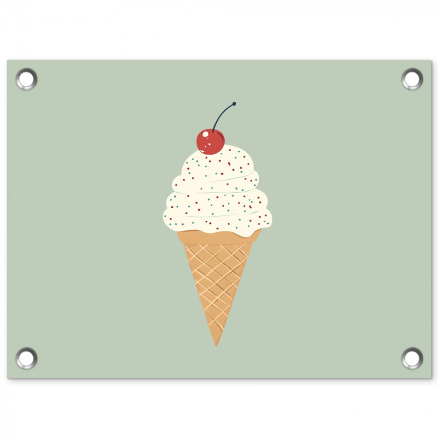 Illustratie - Ijsje - Spikkels - Kers tuinposter los doek klein -3d