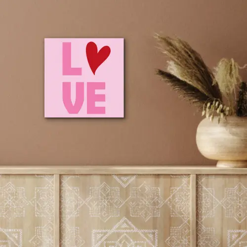 Love - Roze - Hart - Valentijn aluminium wit klein -sfeer4