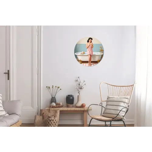 Badkamer - Vrouw - Roze Wandcirkel aluminium klein -woonkamer