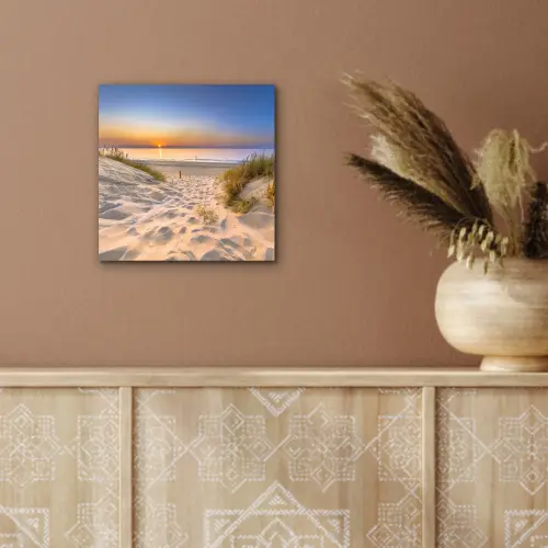 Duin - Zonsondergang - Horizon - Strand - Gras aluminium wit klein -sfeer4