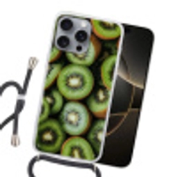 Kiwi - Fruit - Groen Hoesje iPhone 16 Pro Max met koord klein -sfeer1