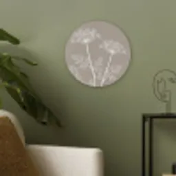 Grafisch - Fluitenkruid - Taupe Akoestische PET Vilt - Rond klein -sfeer2
