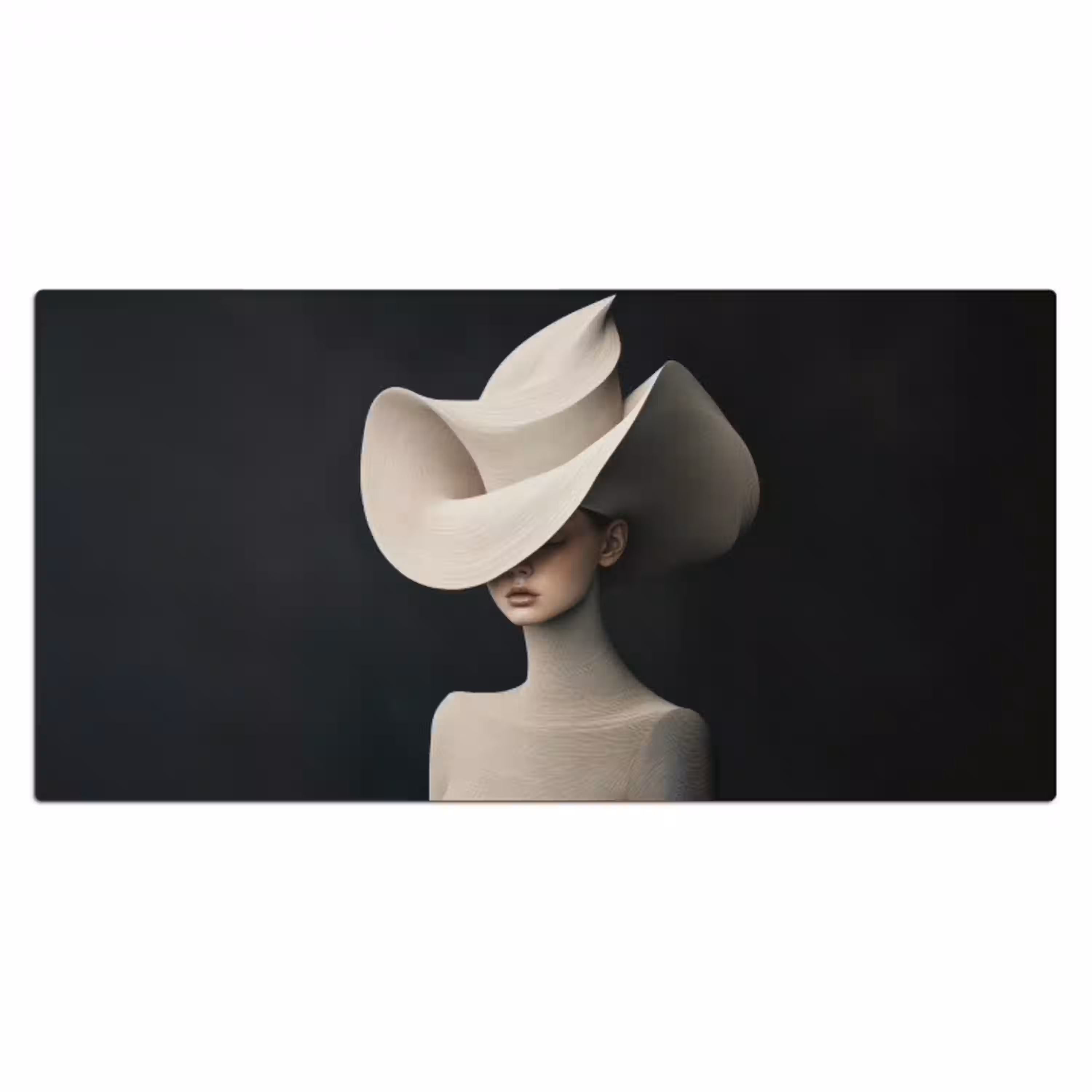 Vrouw - Golvende - Hoed Muismat XXL klein -3d_leeg