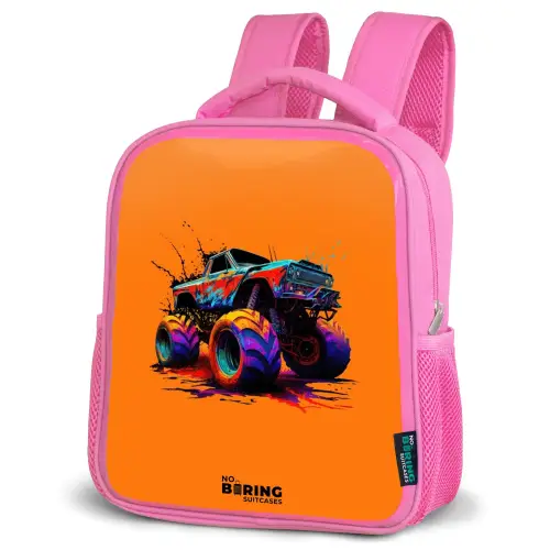 Rainbow Wheels Kinderrugzak - Roze middel -schuin