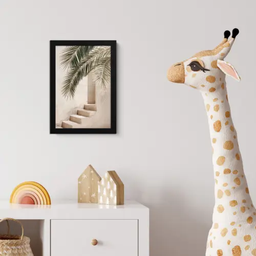 Palmboom - Schaduw - Trap - Beige fotolijst zwart zonder passe partout klein -usfeer4_kinderkamer
