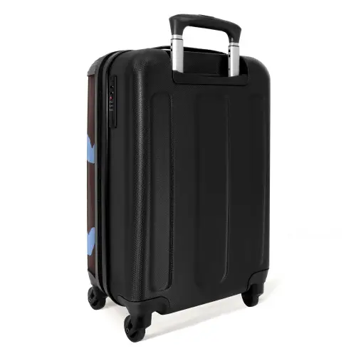 Donkerbruine achtergrond met hartachtige vormen NBS - Handbagage koffer - Kinderen Unisex middel -achterkant