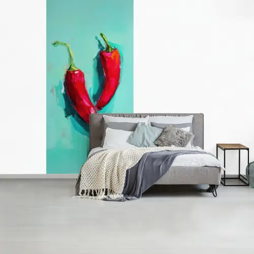 Chilipepers - Geverfd - Rood fotobehang vinyl groot -slaapkamer