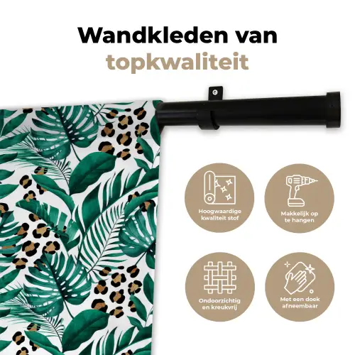 Bladeren - Tropisch - Jungle Wandkleed katoen klein -sfeer2