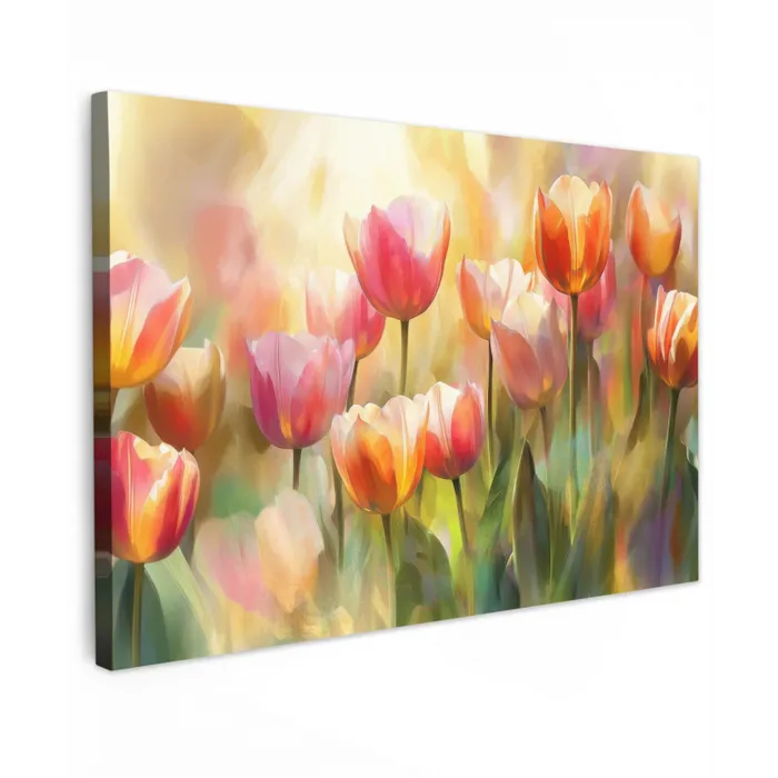 Tulpen - Sprookjesachtig - Kleurrijk Tuinposter op houten frame 2 cm dik klein -3d