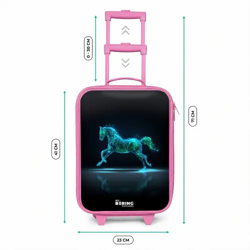 Futuristisch galopperend paard Kinderkoffer - Roze klein -productfoto_formaten