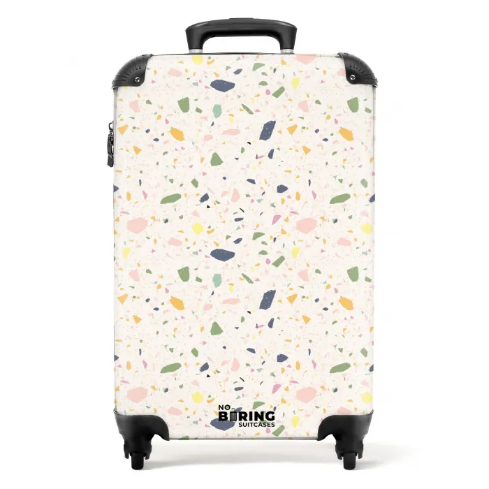 Terrazzo patroon veelkleurig confetti NBS - Handbagage koffer - Kinderen Unisex middel -productfoto_recht