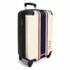 Crèmekleurige achtergrond met centrale tricolor baan en tekst Travel NBS - Handbagage koffer - Kinderen Unisex middel -productfoto_3d
