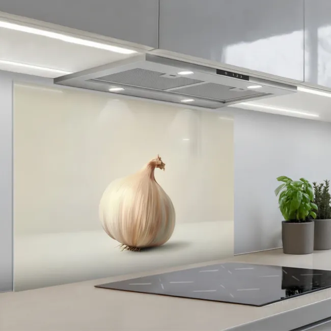 Spatscherm keuken - Knoflook - Natuurlijk - Beige