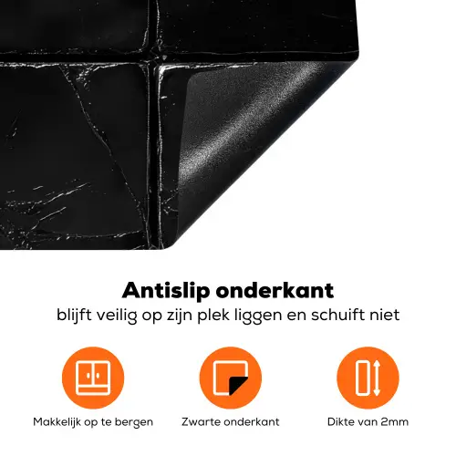 Zwart - Tegels - Steen Inductie beschermer vinyl 3mm klein -zzzzzzz-td-onderkant