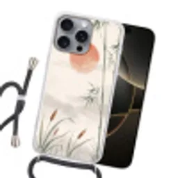 Minimalistisch - Bamboe - Groen Hoesje iPhone 16 Pro Max met koord klein -sfeer1