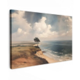 Klif - Zee - Boom Tuinposter op houten frame 2 cm dik klein -3d