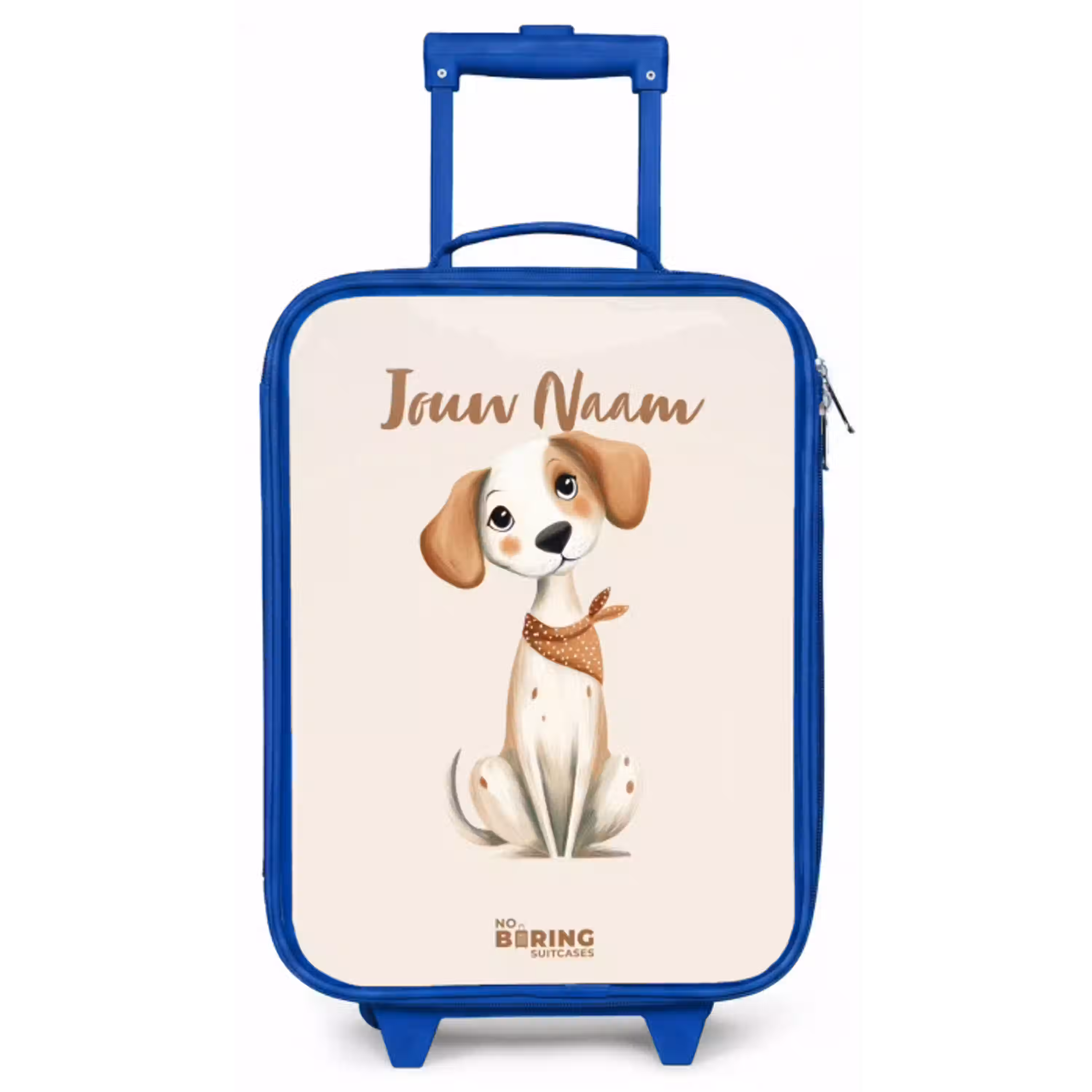 Bruin gevlekte pup op een beige achtergrond Kinderkoffer - Blauw klein -zz3dotto