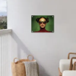 Vrouw - Groen - Bril - Aesthetic - Modern tuinposter los doek klein -sfeer8