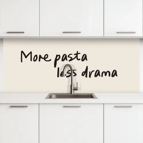 More pasta less drama keuken achterwand 2 middel -3d