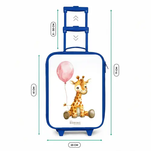 Giraffe met roze ballon Kinderkoffer - Blauw klein -productfoto_formaten