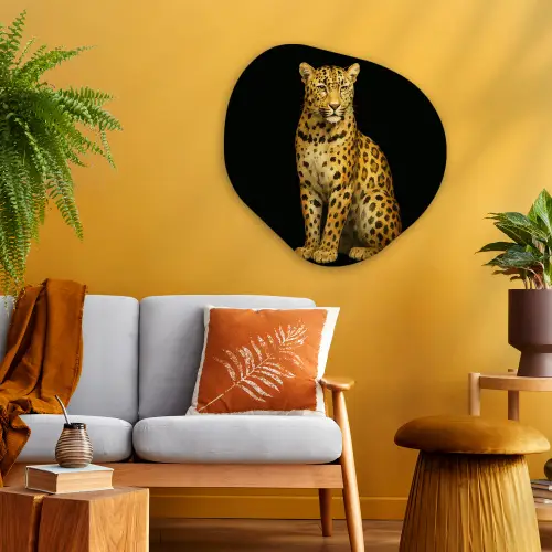 Panter - Realistisch - Bruin Wandcirkel Organisch Plexiglas middel -sfeer4