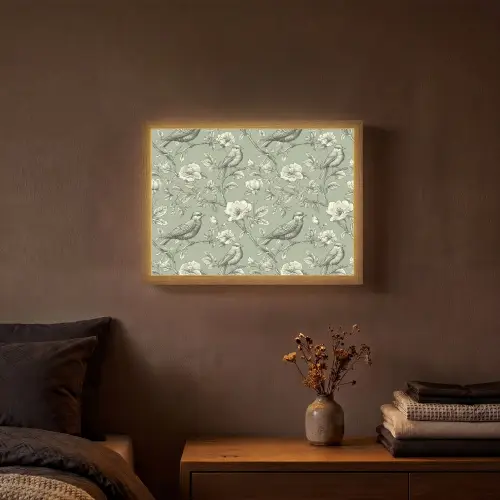 Klassiek - Botanisch - Groen Light Box met batterij (Wandlamp) middel 907 -sfeer4