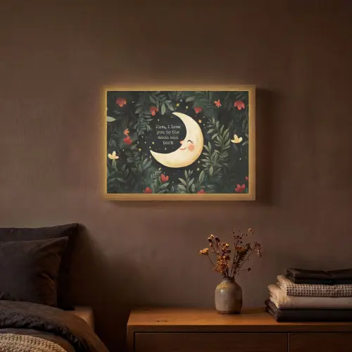Maan - Quote - Bloemen - Sterren Light Box met batterij (Wandlamp) middel -sfeer4